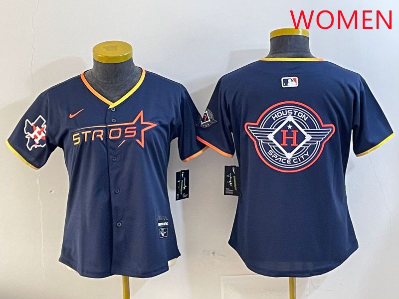 Women Houston Astros Blank Drak Blue Three generations Joint Name 2025 Nike MLB Jersey style 27